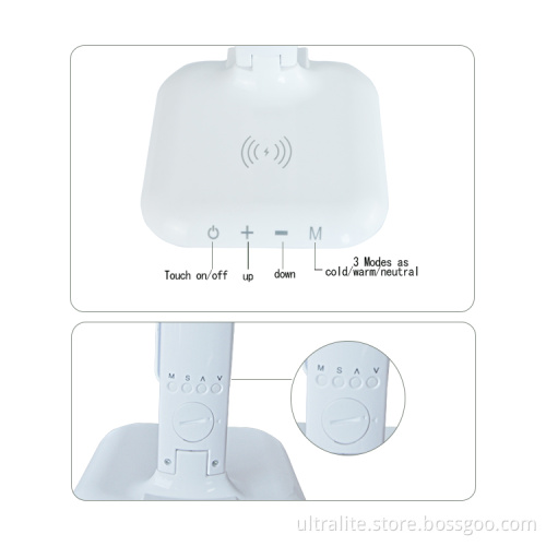 Hot Sale Led Foldable Table Lamp With Wireless Charger Mobile Phone Usb Ports Desk Lamp